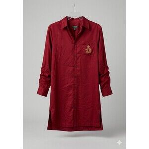 Lauren Ralph Lauren Sz Small intimates Pajama night shirt Long Red With Logo